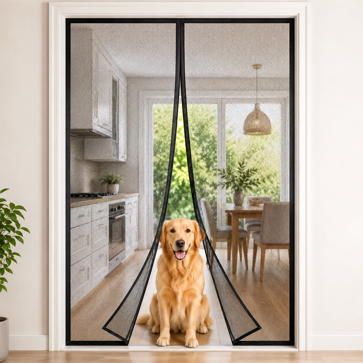 Magnetic Mesh Door Screen Durable Bug-Free Barrier